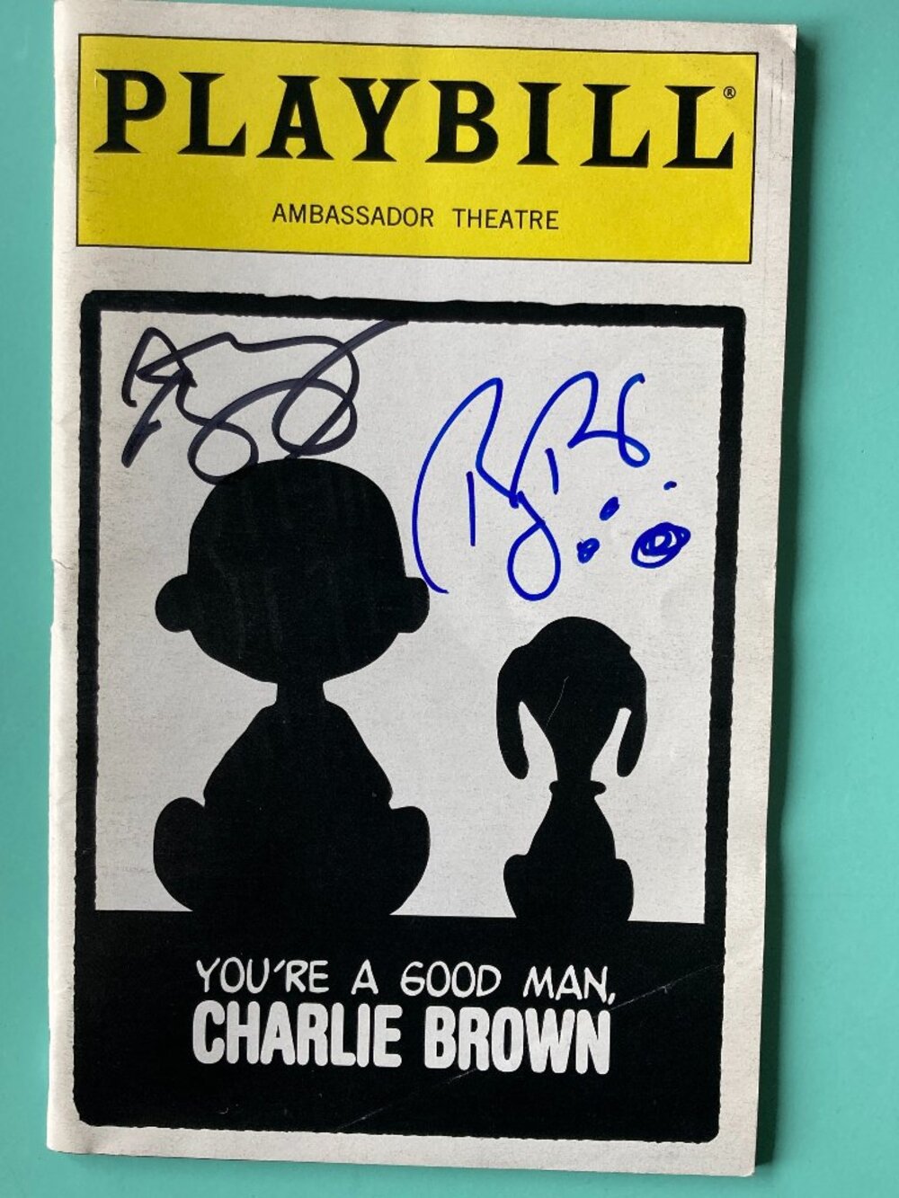 Roger Bart & Anthony Rapp Signed Playbill You're a Good Man, Charlie Brown 1999